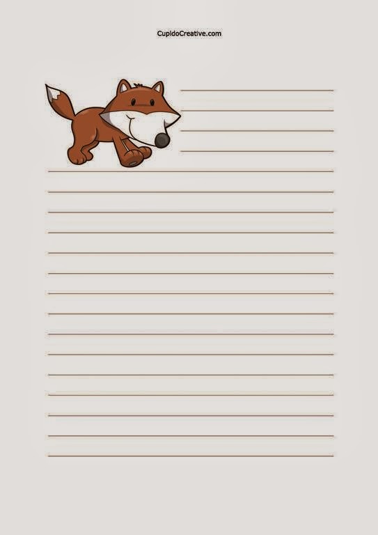 Paper for writing for Kids. Writing paper for Kids. Paper for writing animal. Write fox